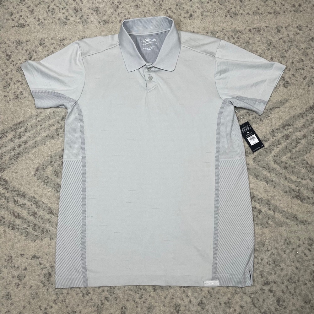 Legends Mens Dash Polo LGDT009 Light Gray Mesh Performance Golf Shirt Large New